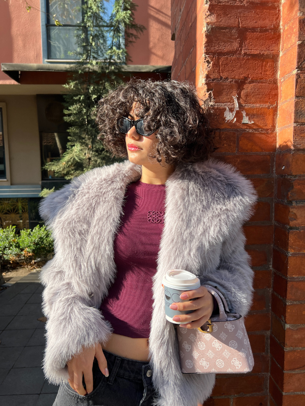Fur Jacket In Grey