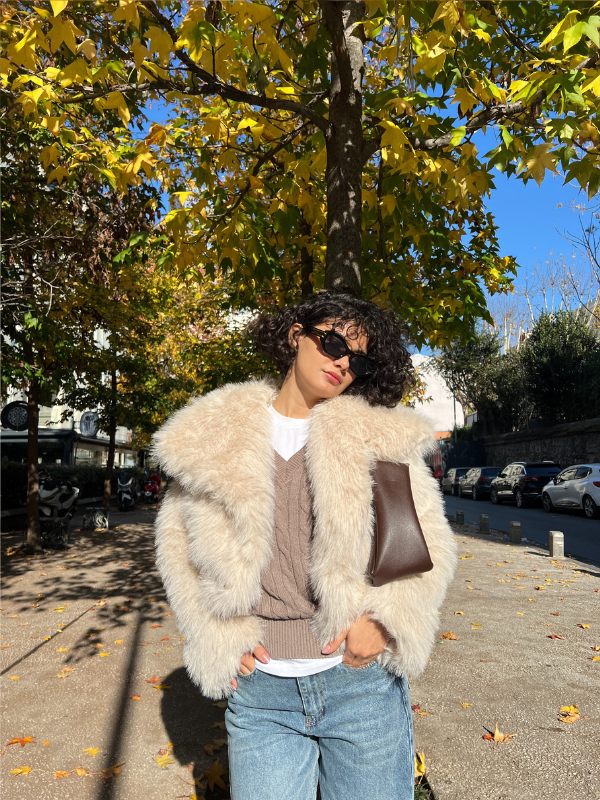 Fur Jacket In Beige