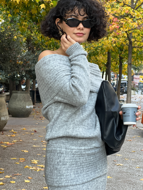 Off Shoulder Set In Grey