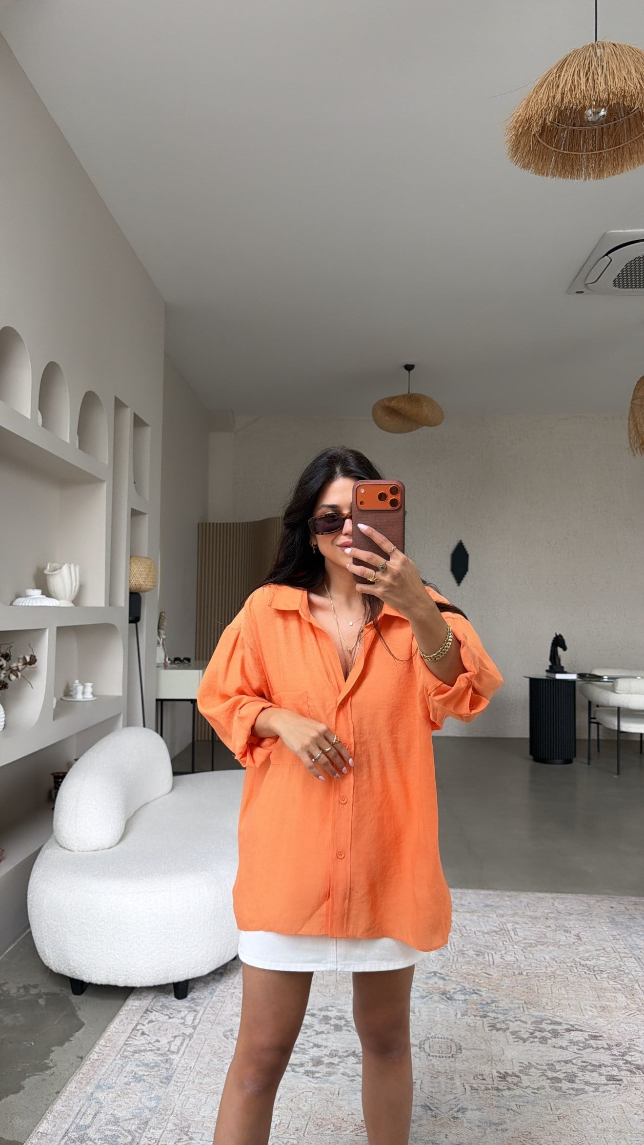 Flowy Modal Shirt – Sunset Orange