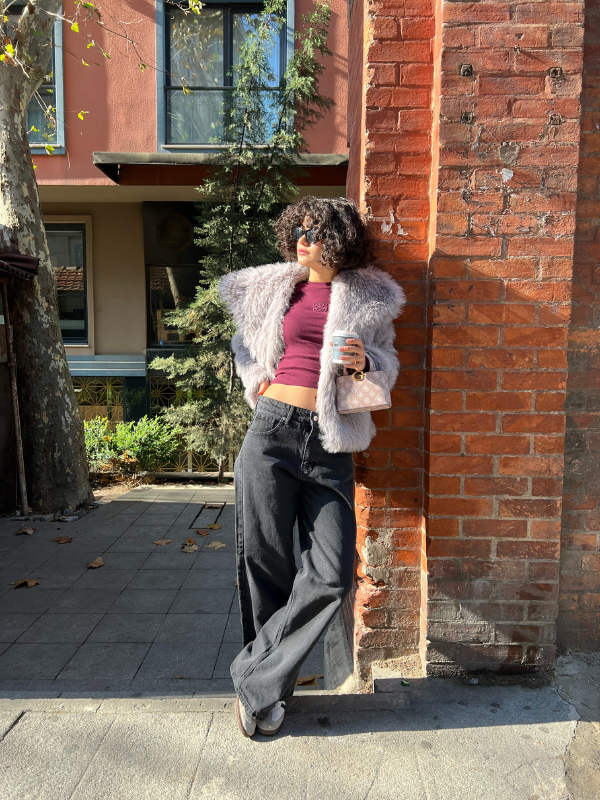 Fur Jacket In Grey