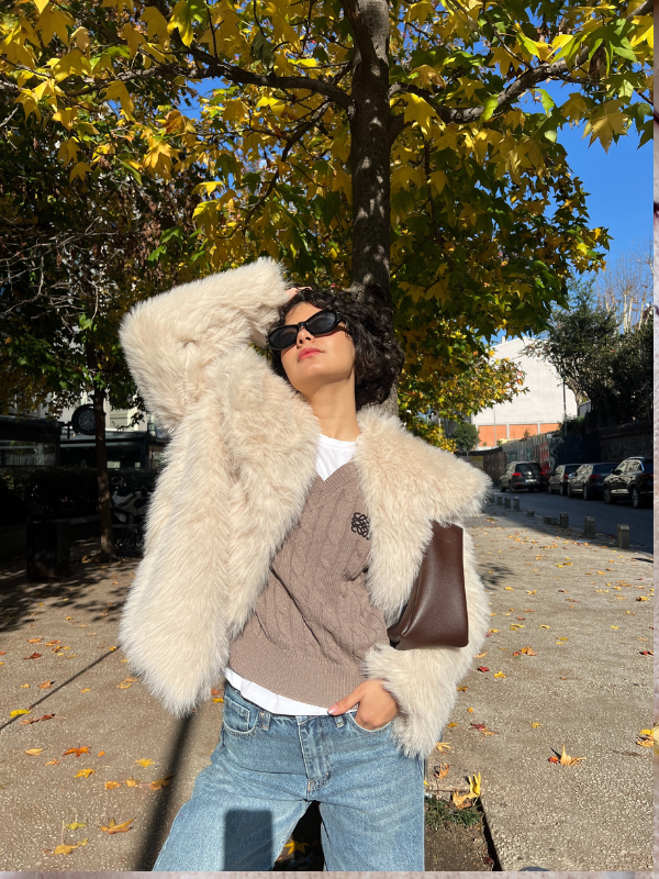 Fur Jacket In Beige