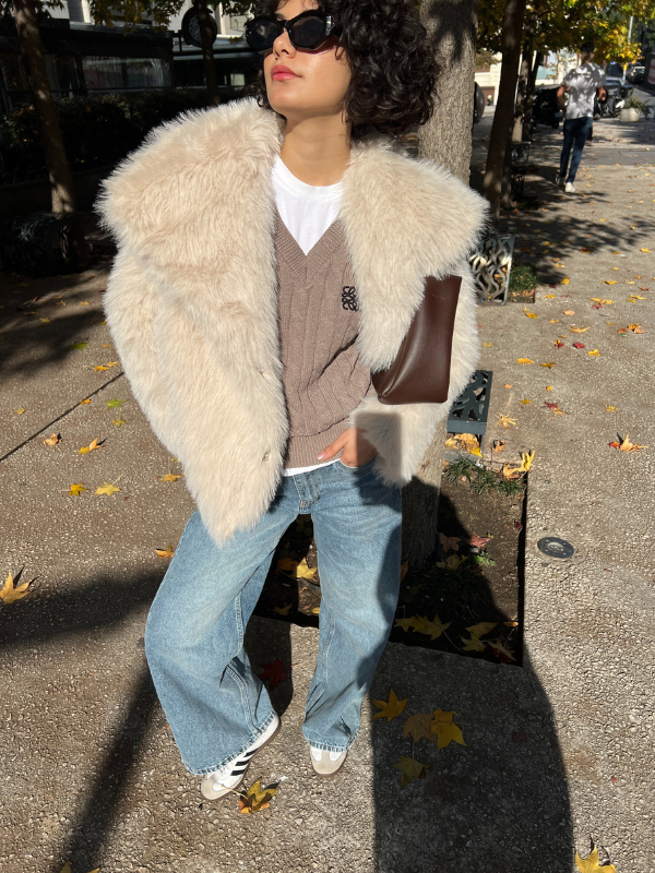 Fur Jacket In Beige