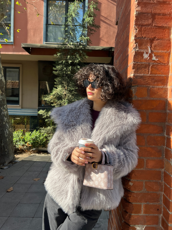 Fur Jacket In Grey