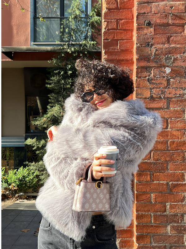 Fur Jacket In Grey