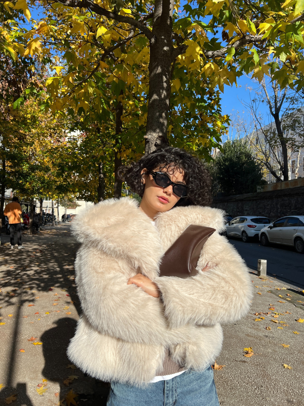Fur Jacket In Beige