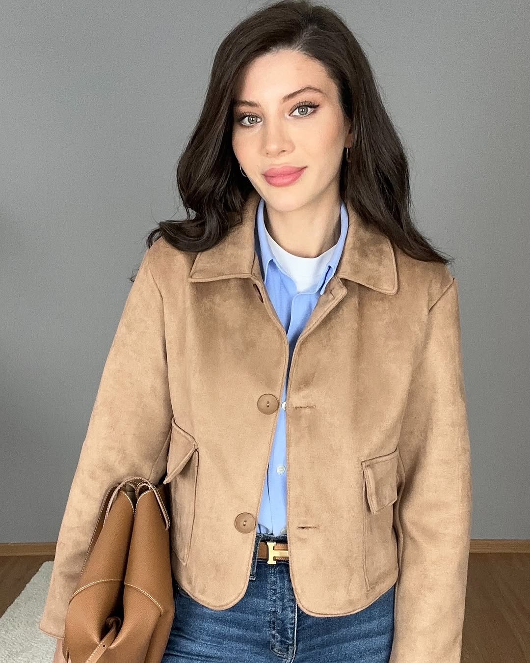 Suede jacket in camel