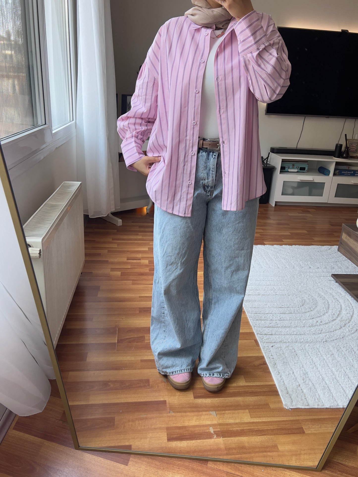 Powder pink Striped Shirt