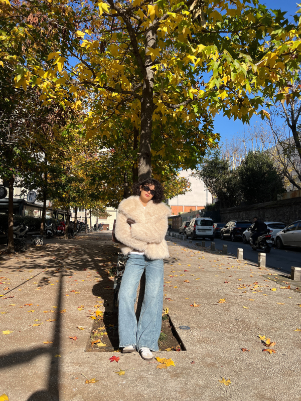 Fur Jacket In Beige