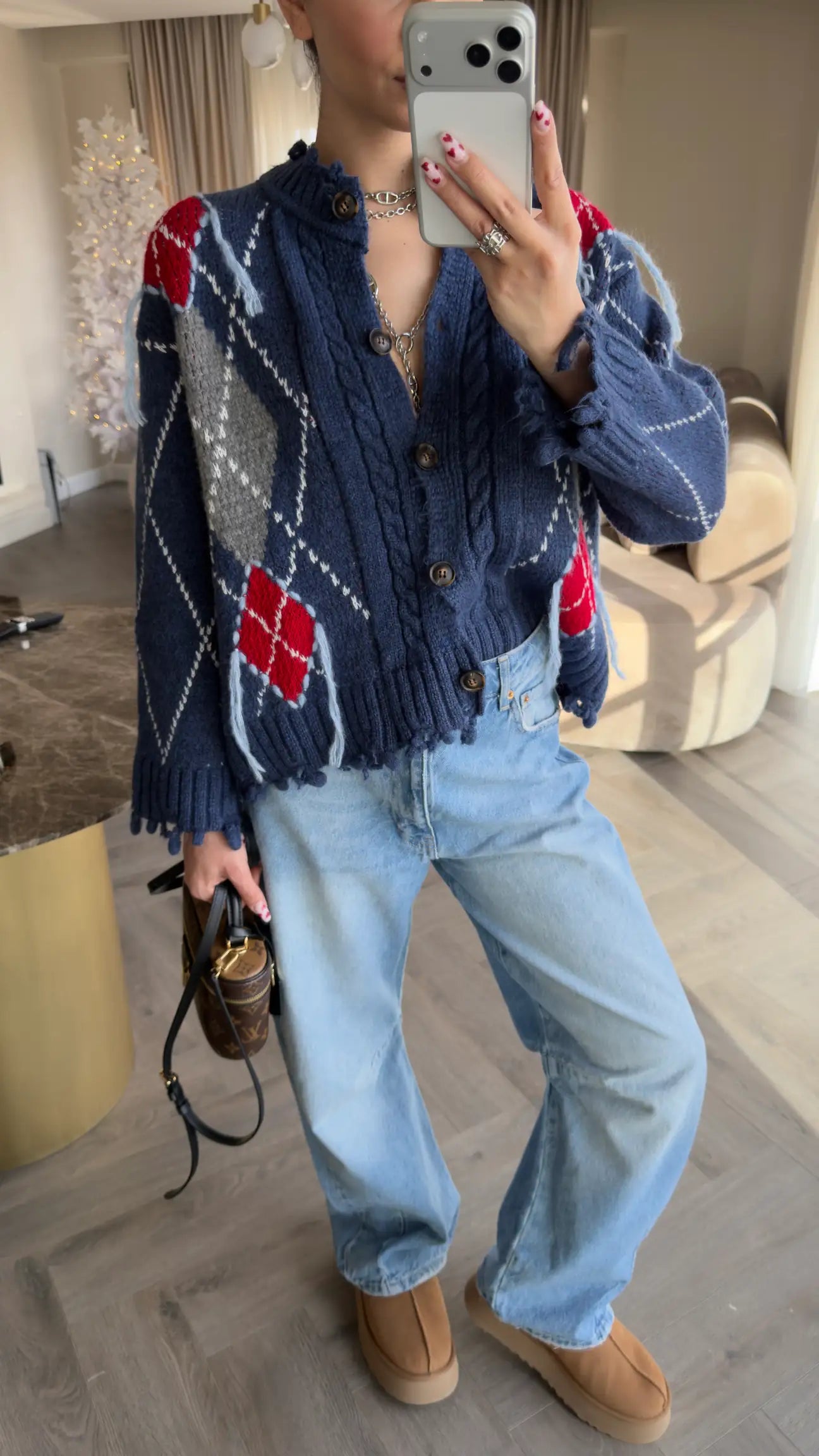 Argyle Knit Cardigan