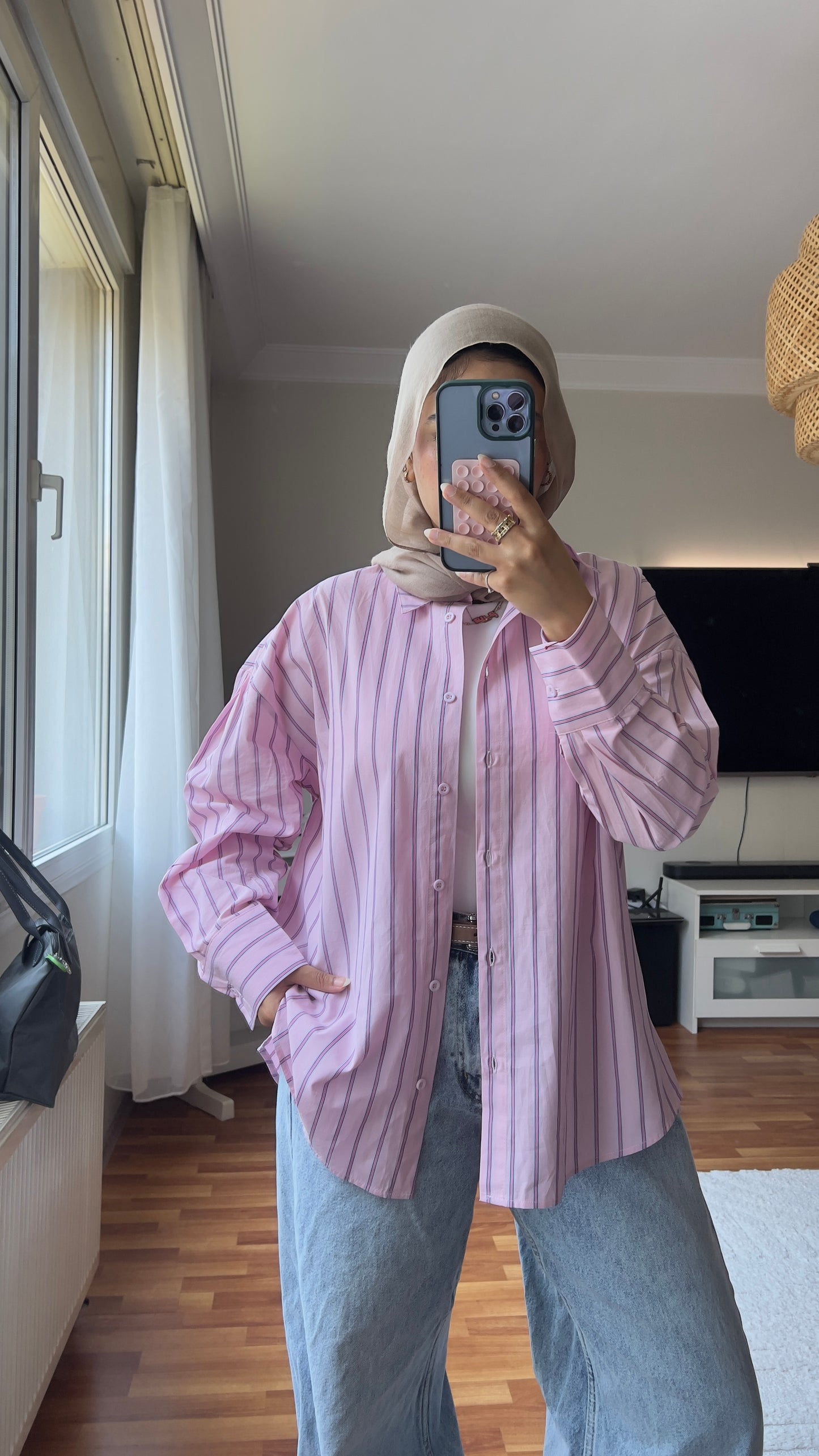 Powder pink Striped Shirt