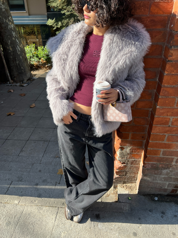 Fur Jacket In Grey