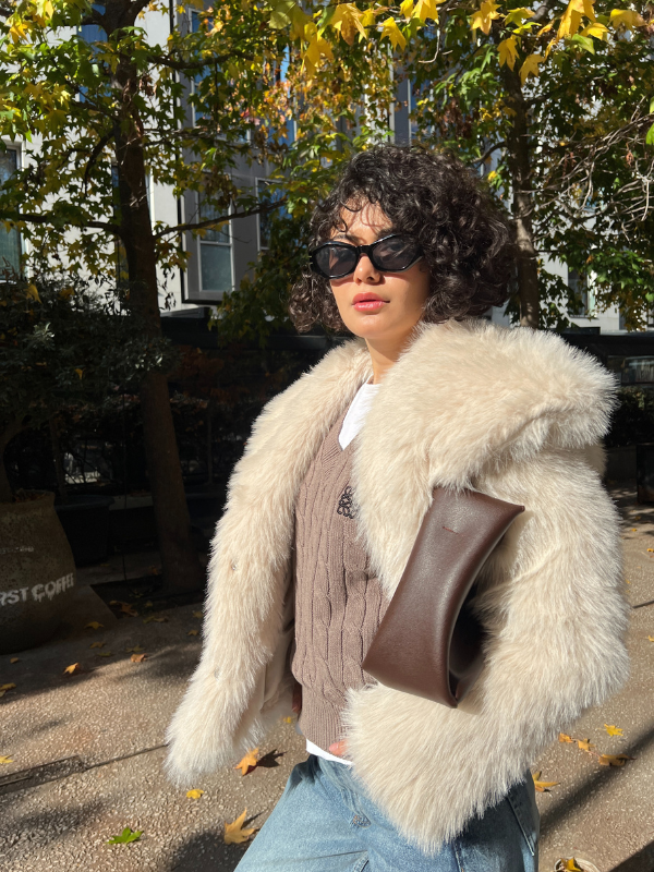 Fur Jacket In Beige