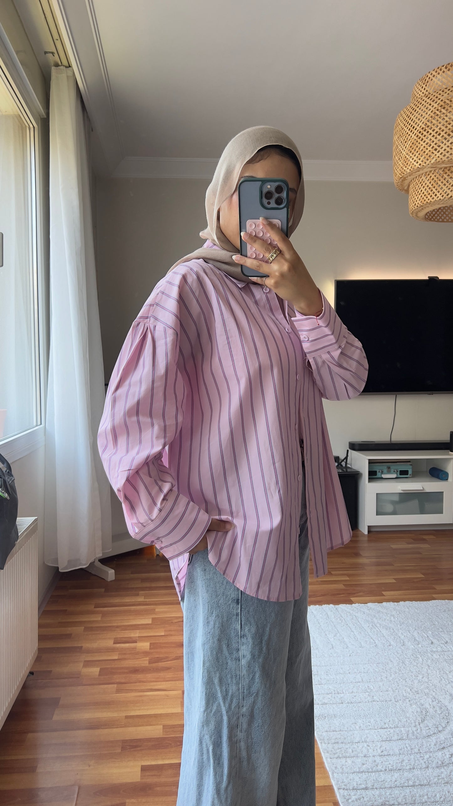 Powder pink Striped Shirt