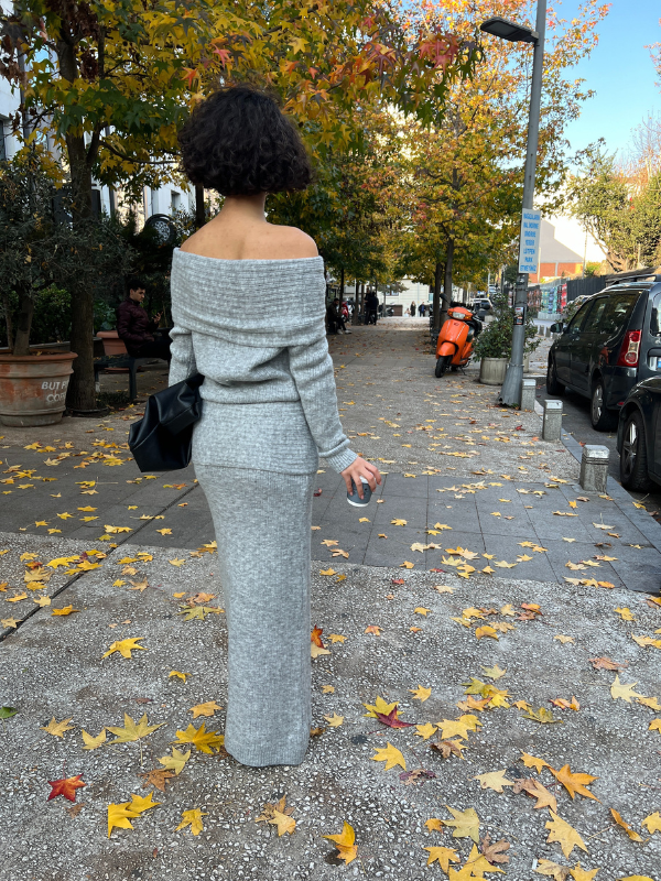 Off Shoulder Set In Grey