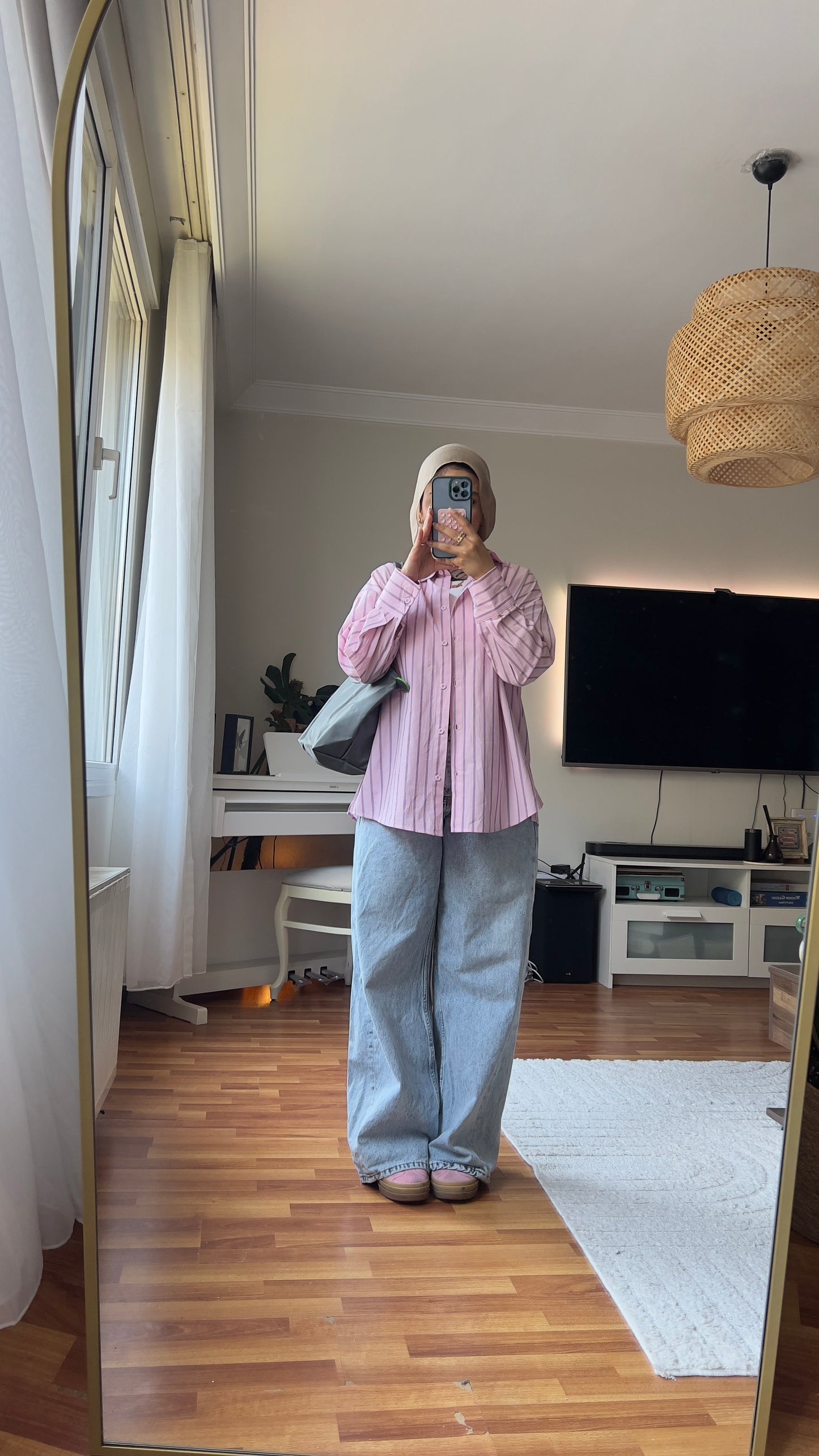 Powder pink Striped Shirt