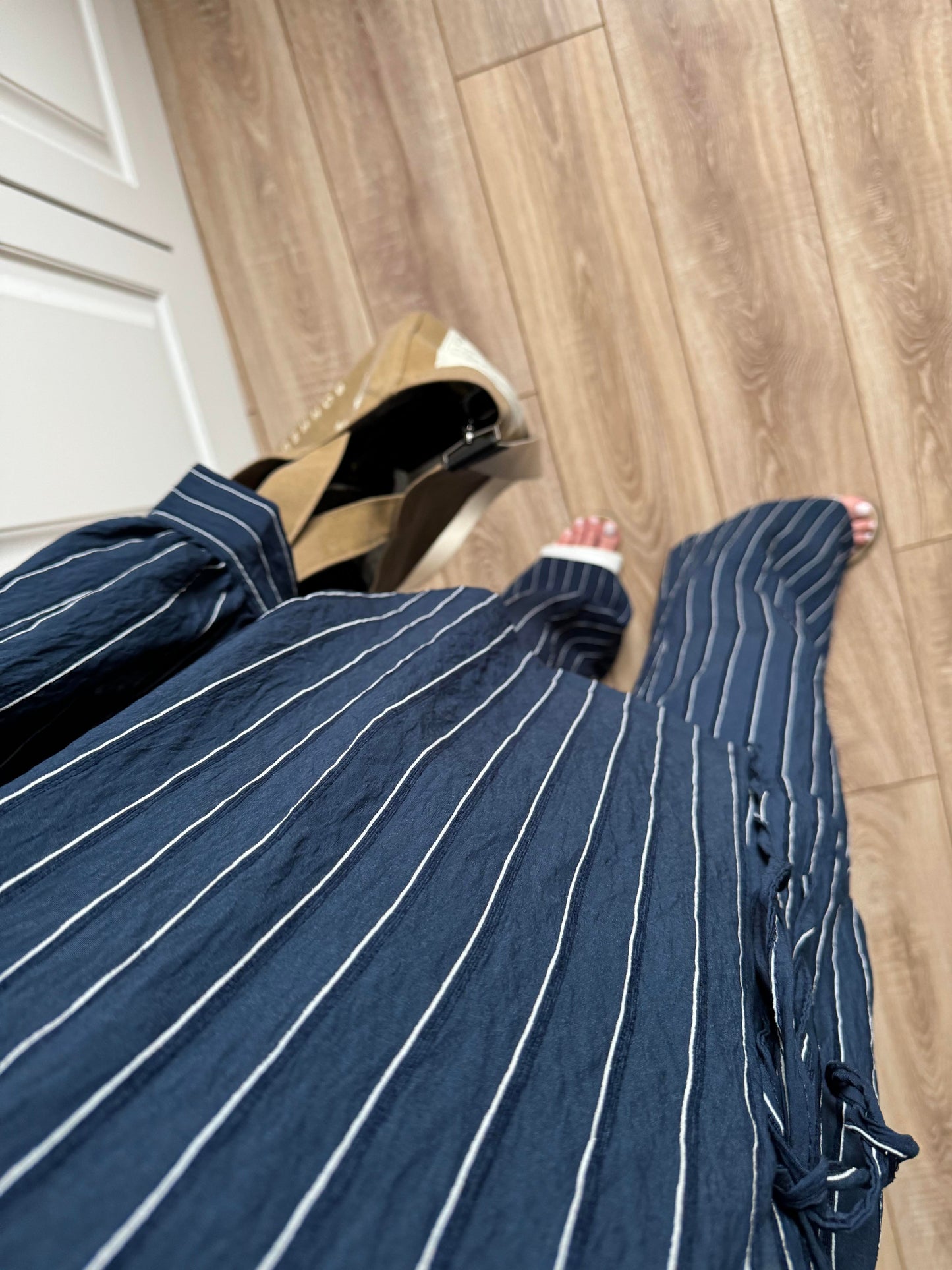 Navy striped wrap set