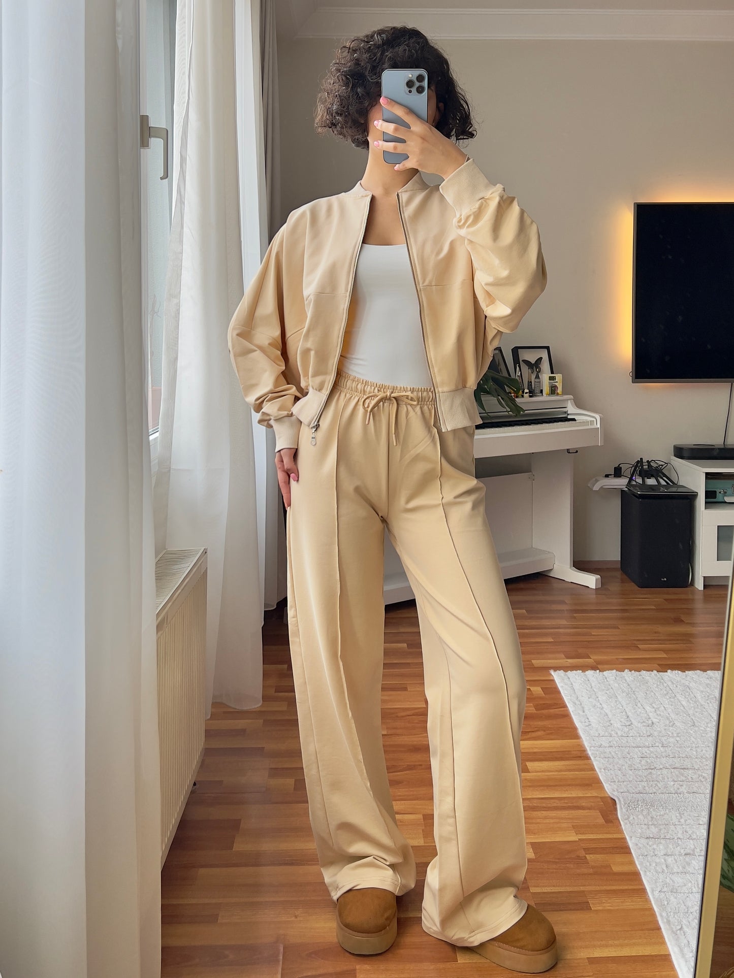 Beige casual set