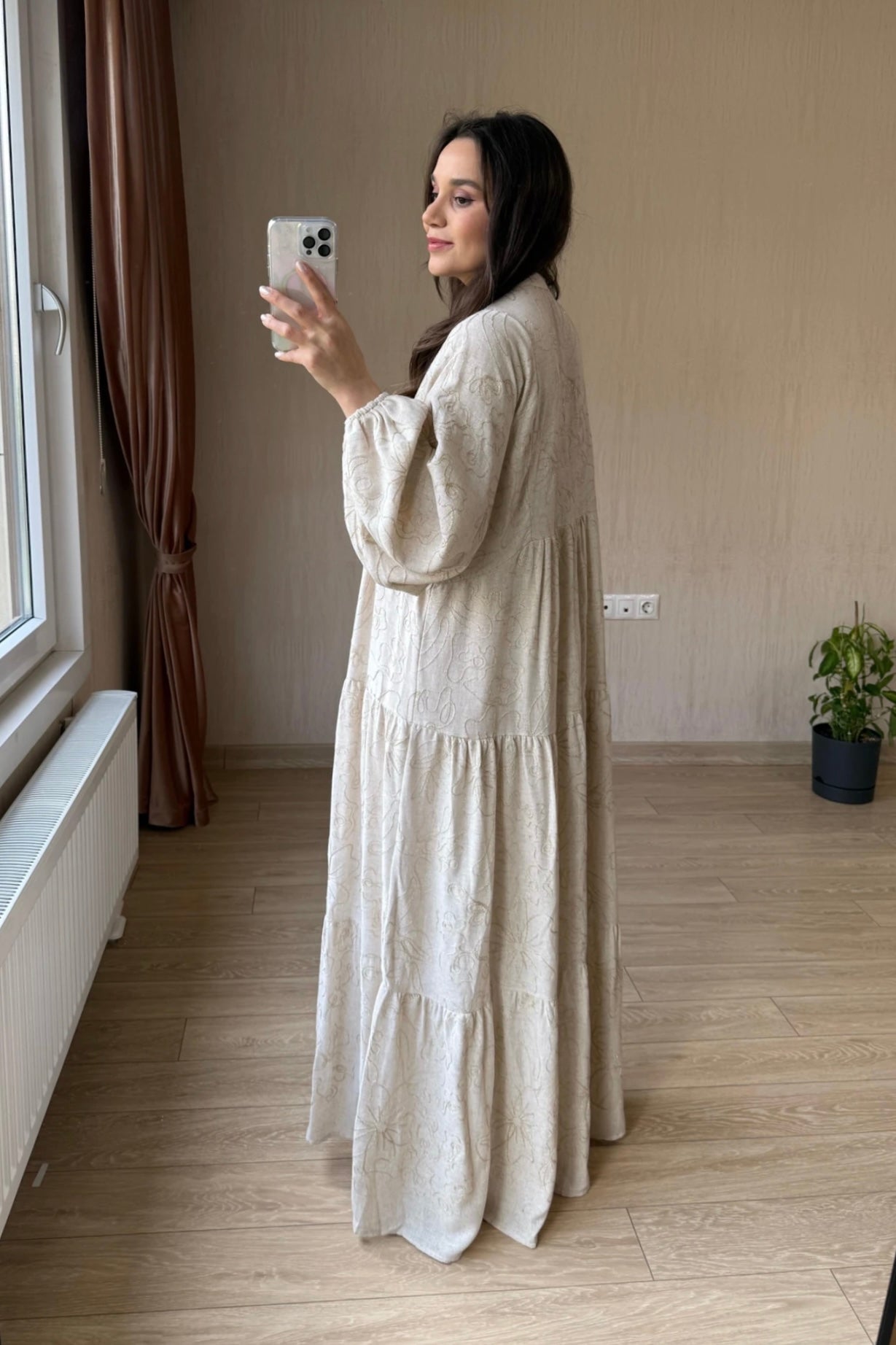 Embroidered linen dress