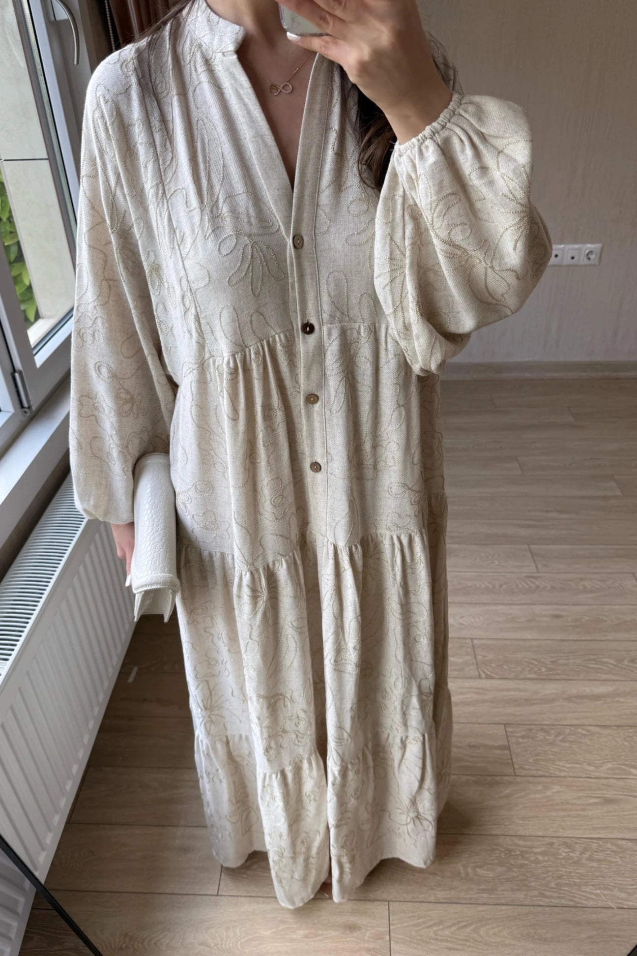 Embroidered linen dress