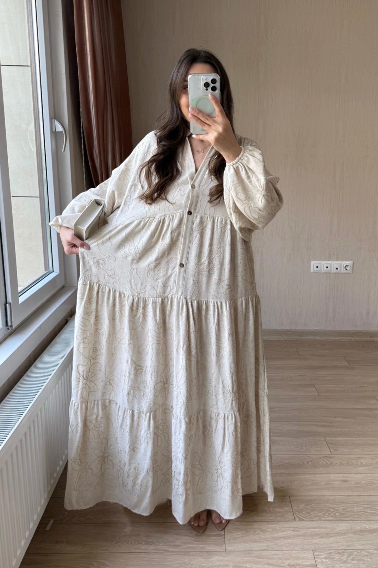 Embroidered linen dress