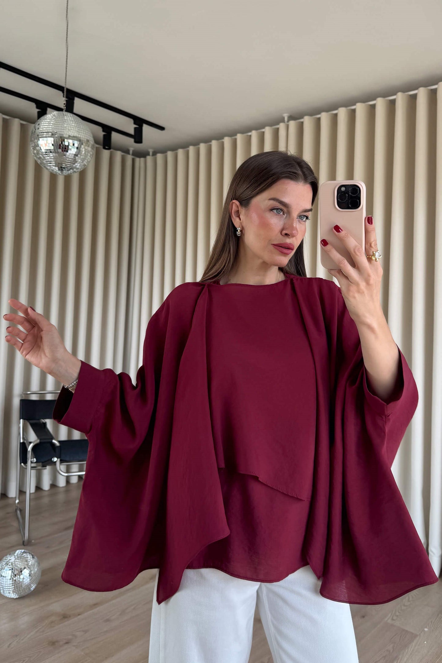 Flowy Layered Blouse in burgundy