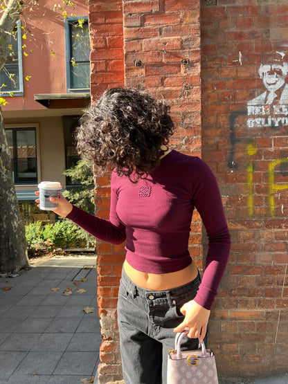 Mulberry Ribbed Cotton Top