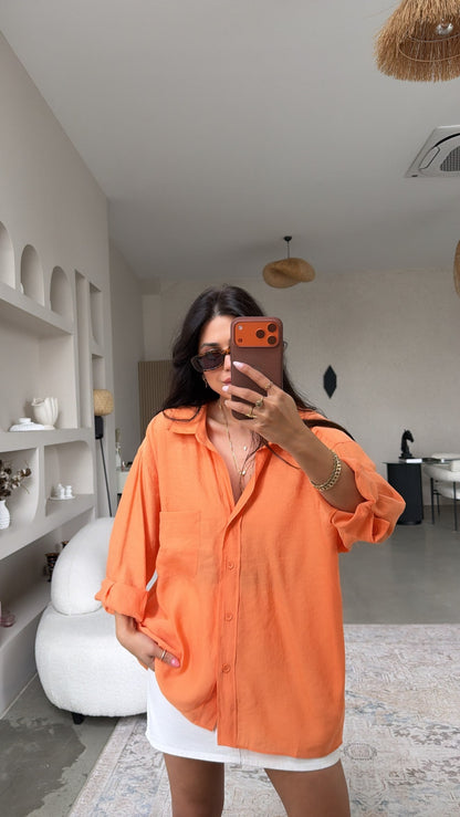 Flowy Modal Shirt – Sunset Orange