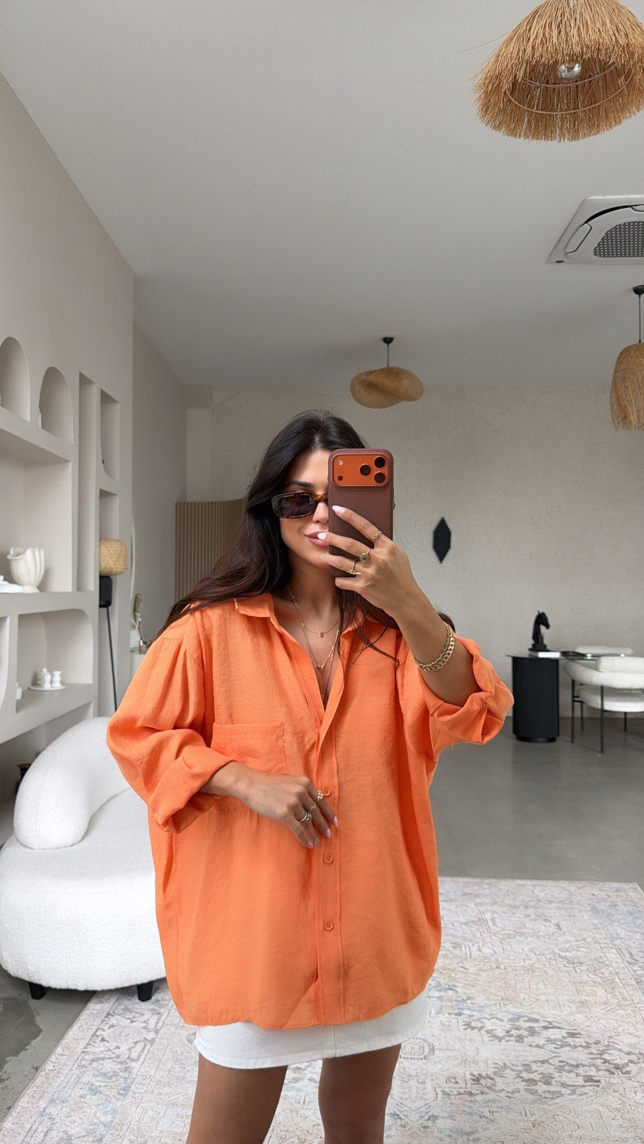 Flowy Modal Shirt – Sunset Orange