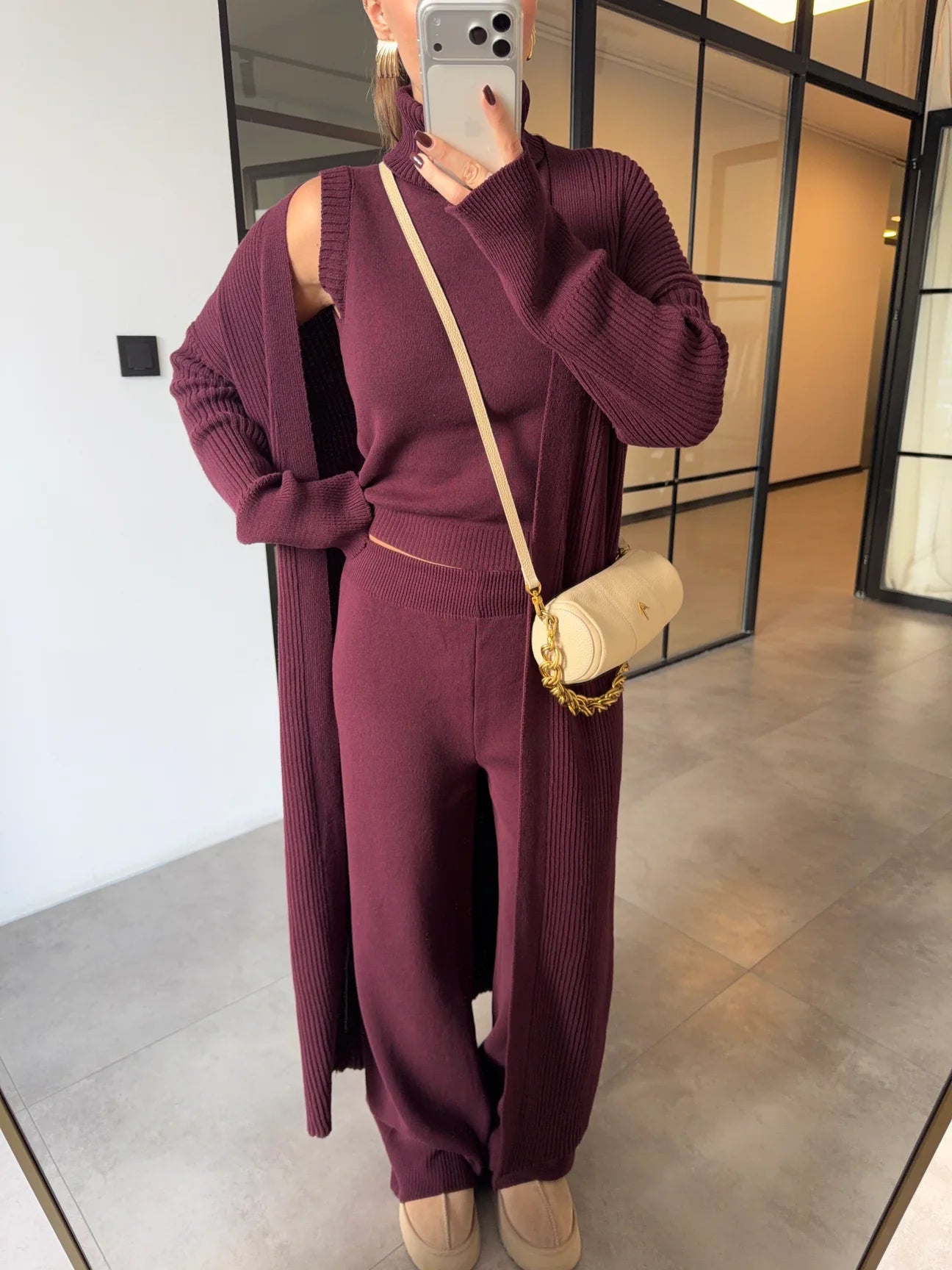 Burgundy Lounge Knit Set