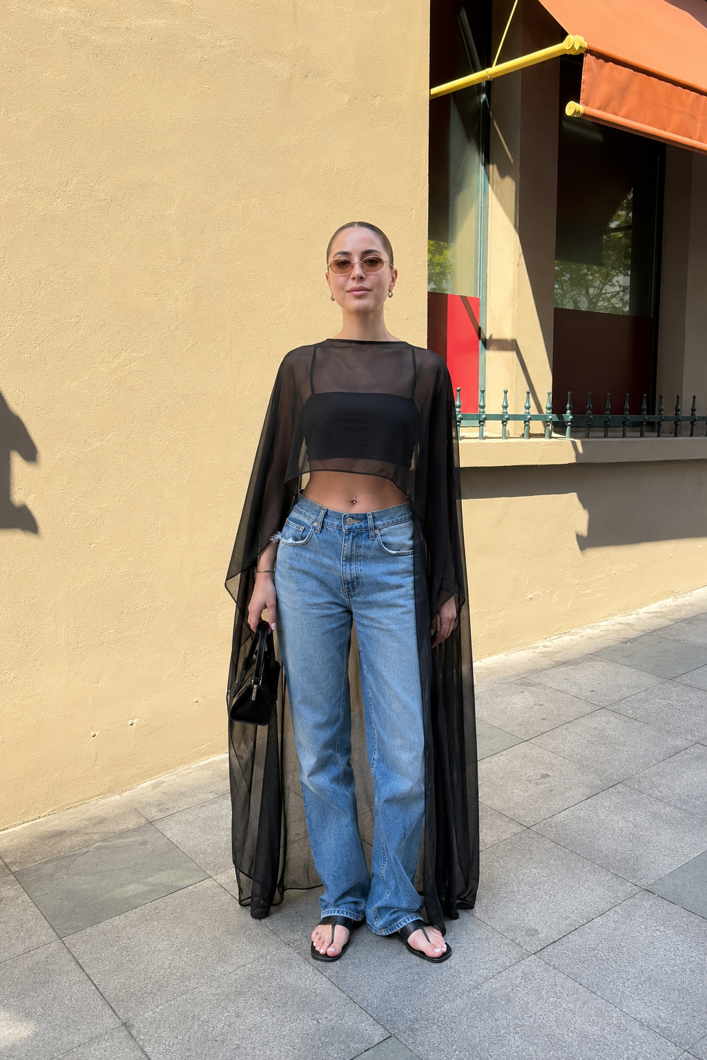 Noir Veil Cape Top