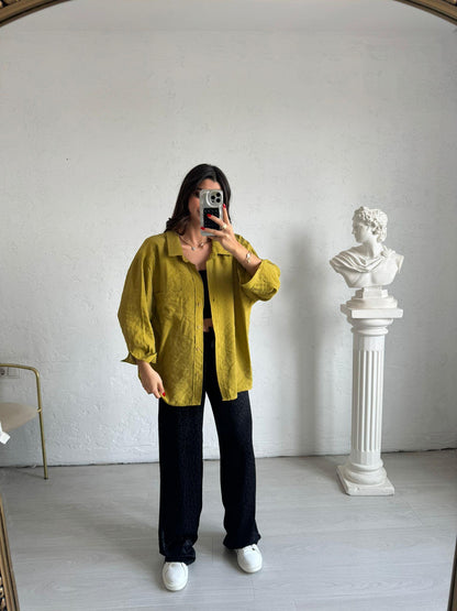 Flowy Modal Shirt – Olive Lime