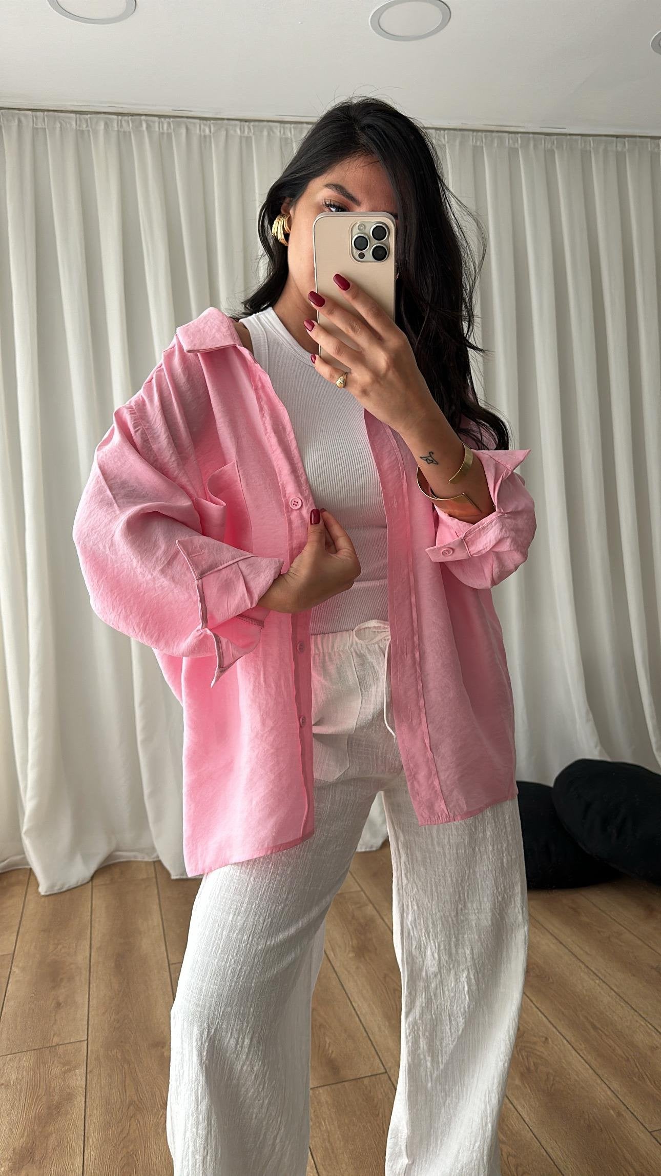 Flowy Modal Shirt – Soft Pink