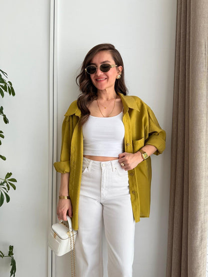 Flowy Modal Shirt – Olive Lime