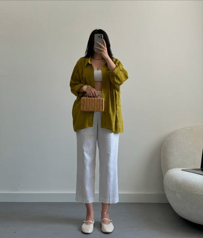 Flowy Modal Shirt – Olive Lime