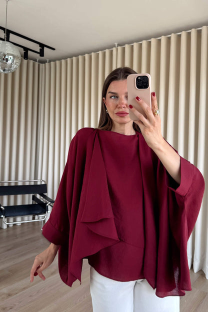 Flowy Layered Blouse in burgundy