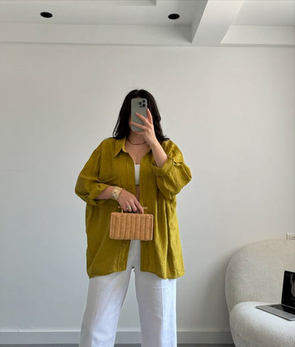 Flowy Modal Shirt – Olive Lime