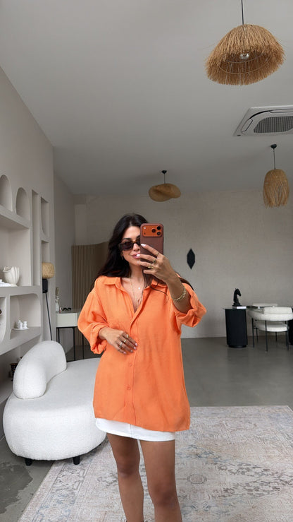 Flowy Modal Shirt – Sunset Orange
