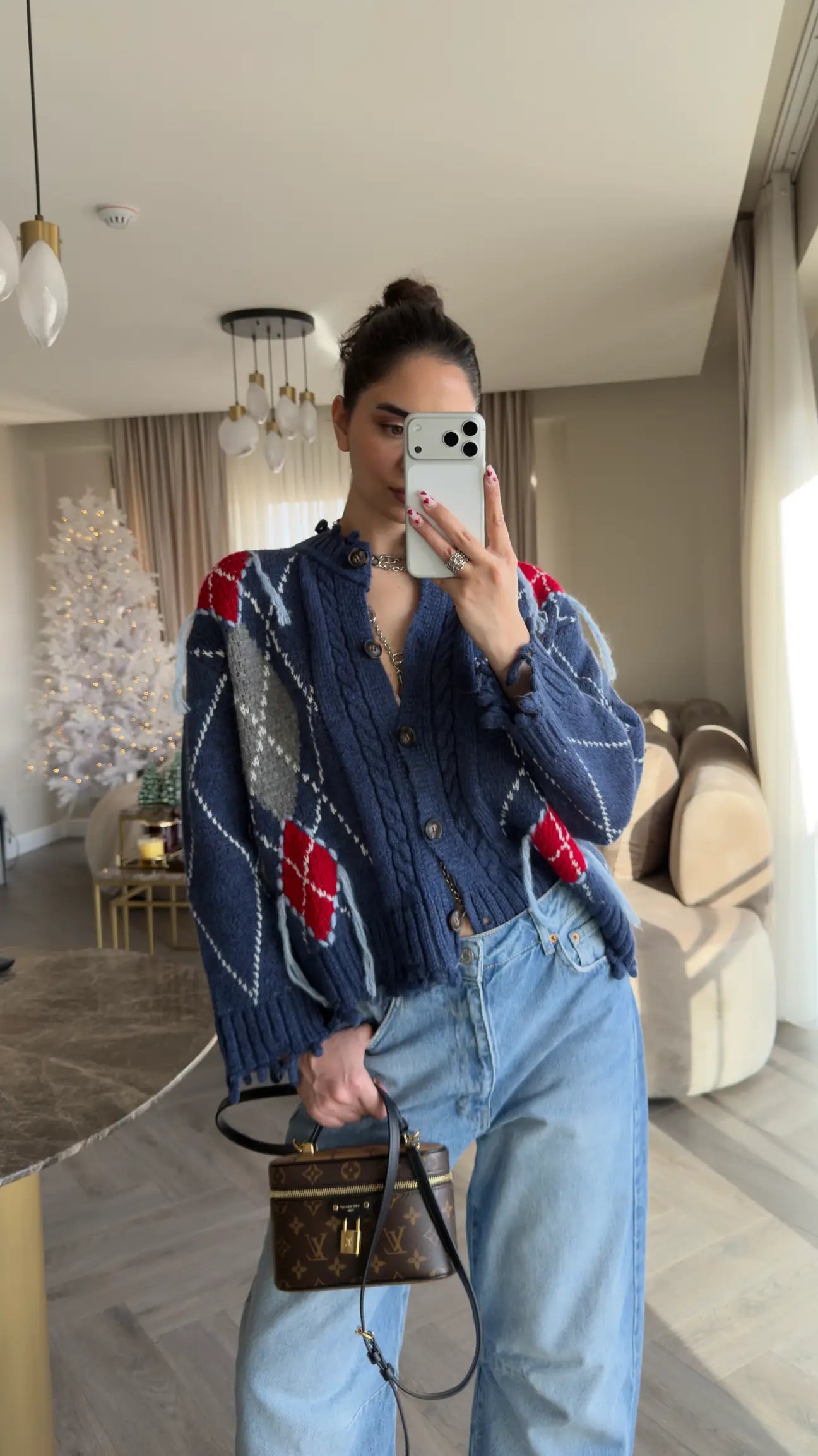 Argyle Knit Cardigan