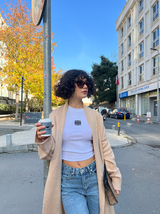 White Ribbed Cotton Top