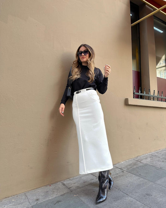 Classic Tailored Midi Skirt