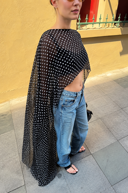 Noir Dots Cape Top