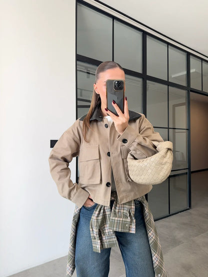 Detachable Leather Collar Jacket