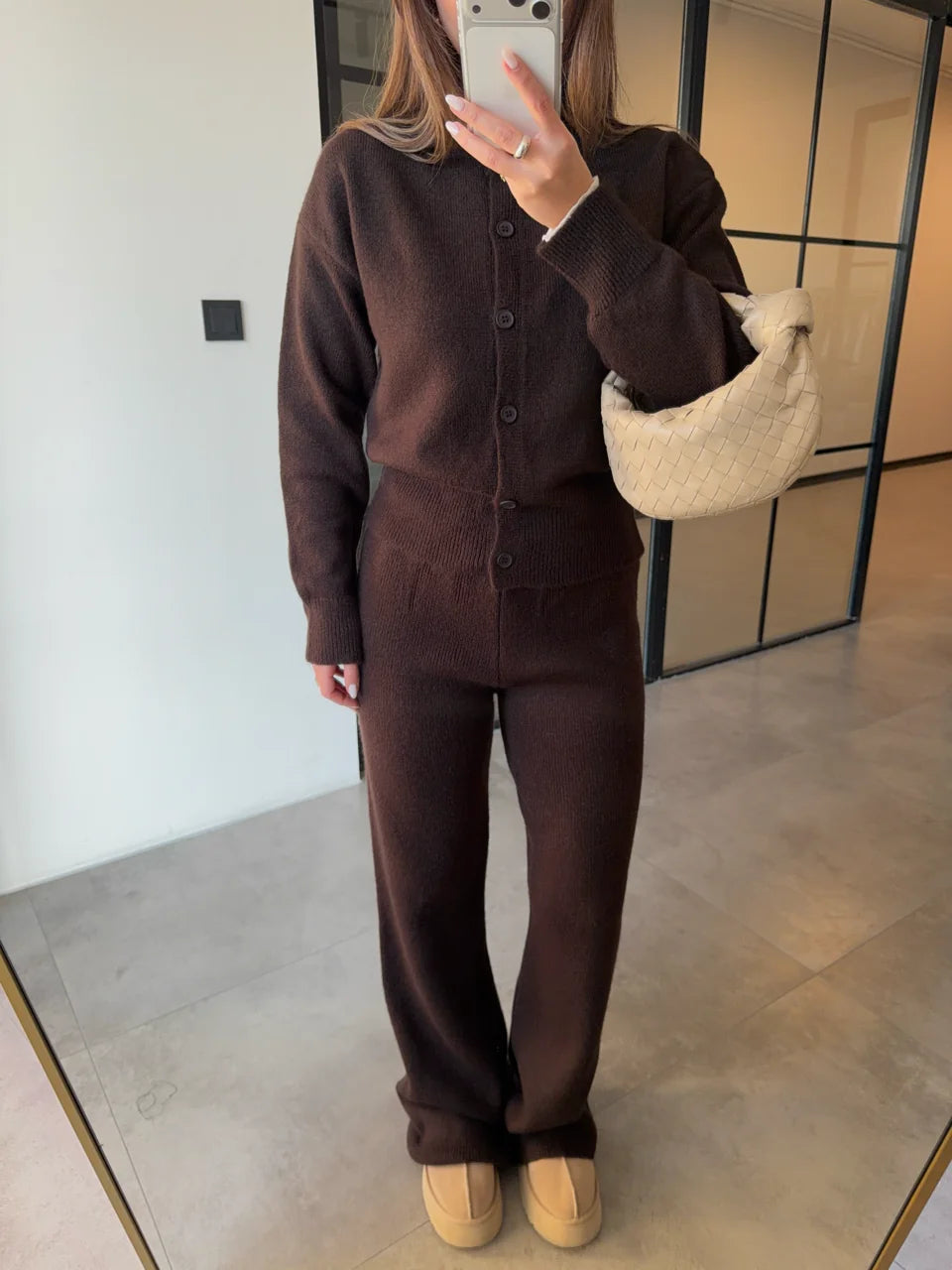 Cocoon Knit Set in Brown