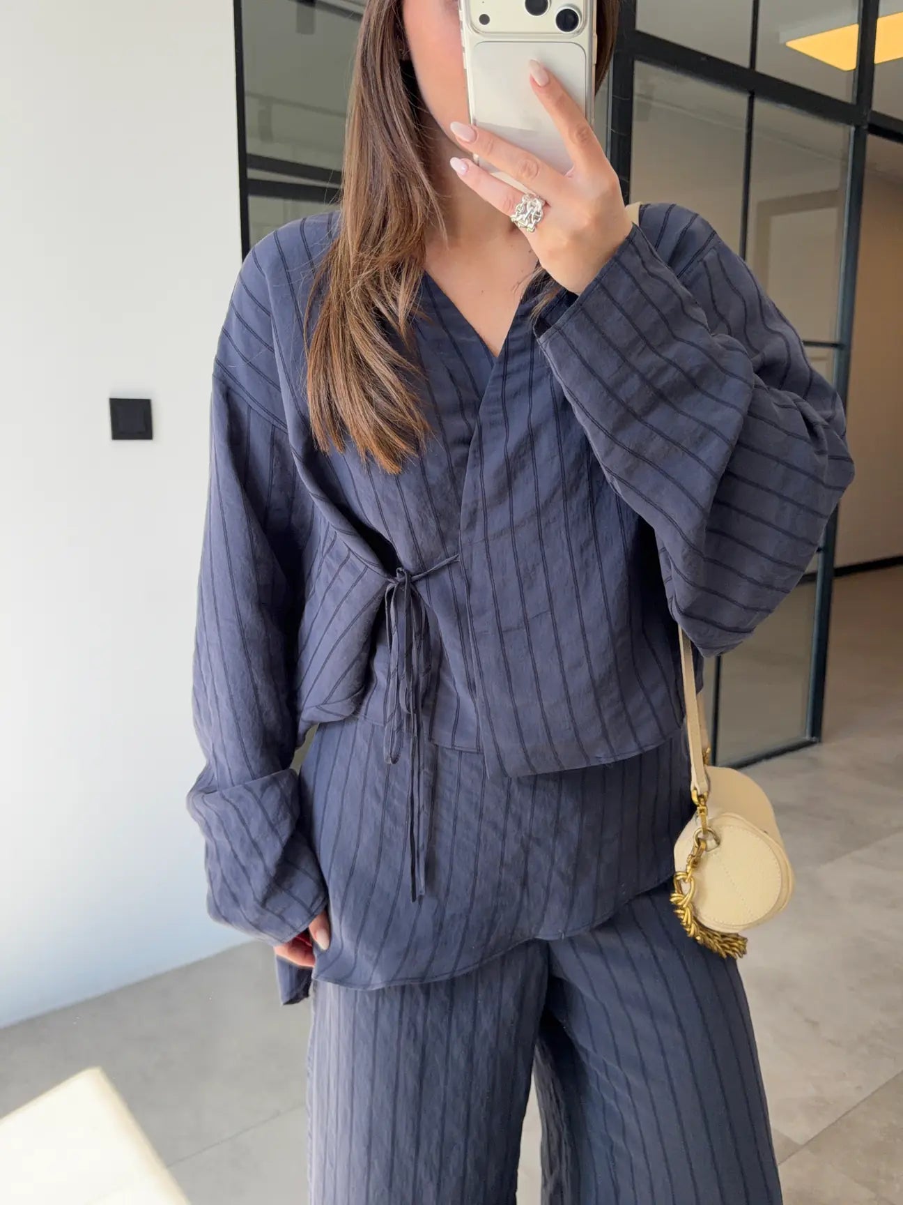 Linen Touch Striped Set     Midnight Blue