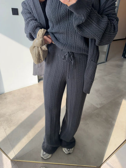 Grey Knit Three-Piece Set