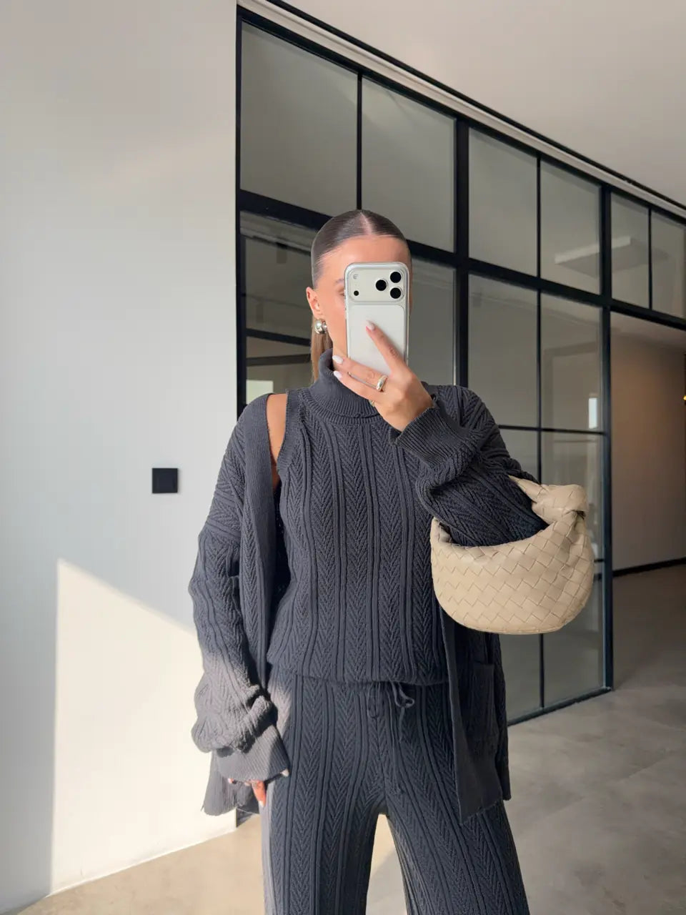 Grey Knit Three-Piece Set