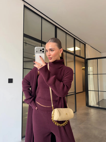 Burgundy Lounge Knit Set