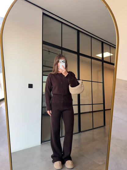 Cocoon Knit Set in Brown