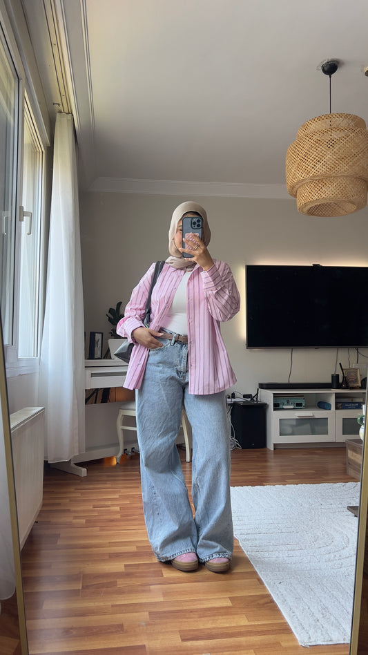 Powder pink Striped Shirt